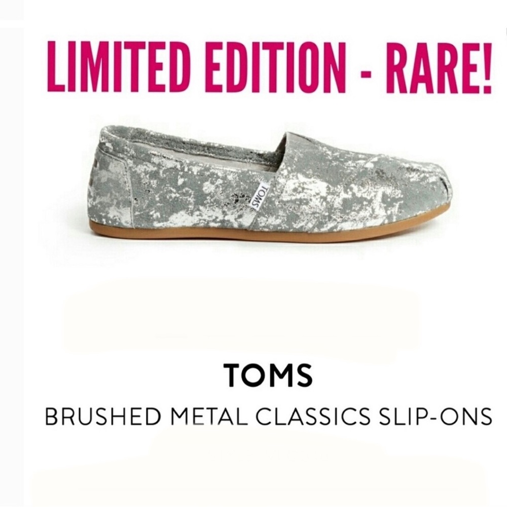 VGUC- Toms+ Limited Edition Classic Suede Flat w/Silver Foil Brushed Accent